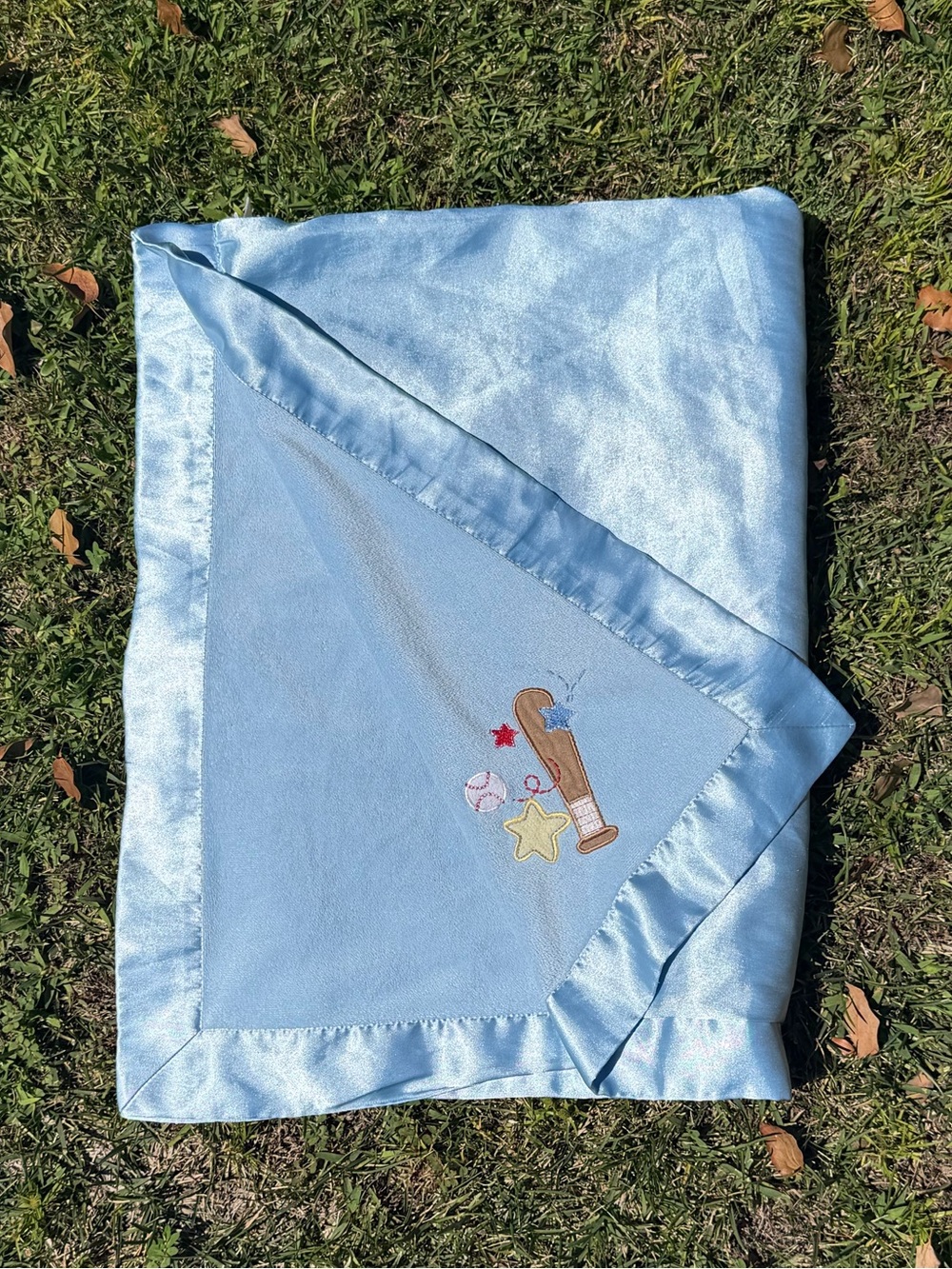 Y2K Circo Baby Boy Baseball Satin Trim Reversible Baby Blanket Plush Satin FLAWS